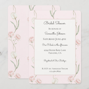 Blush Pink Roses White Tulips Bridal Shower Invitation