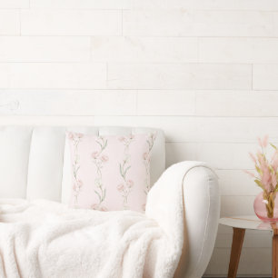 Blush Pink Roses White Tulips Cushion