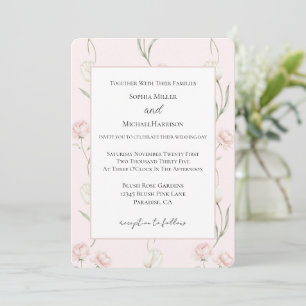 Blush Pink Roses White Tulips Wedding Invitation