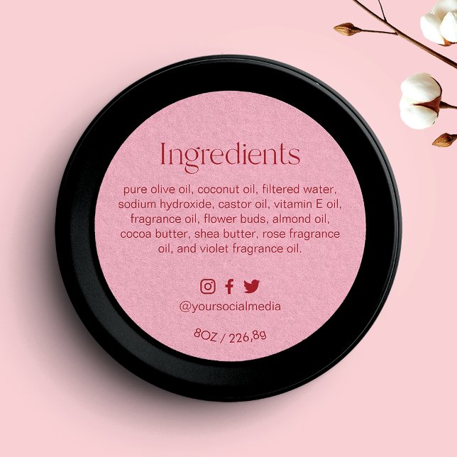Blush Pink Round Ingredients Product Label  (Creator Uploaded)