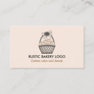 Blush Pink Rustic Bakery Cookies Doughnut Business Card