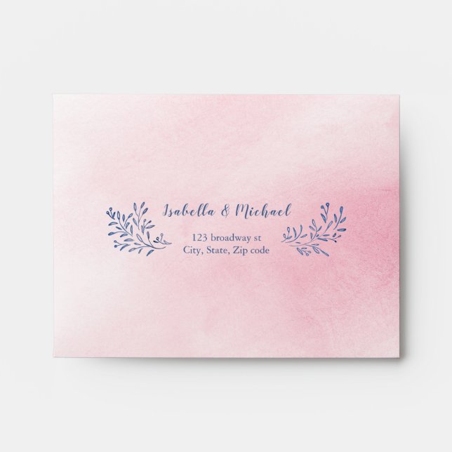 blush pink rustic floral Wedding RSVP Envelopes (Front)