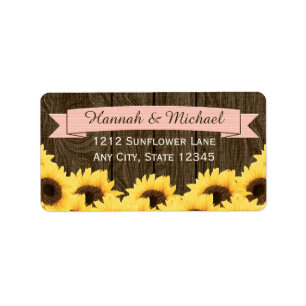 BLUSH PINK RUSTIC SUNFLOWER RETURN ADDRESS LABEL