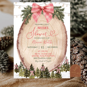 Blush Pink Rustic Winter Forest Bridal Shower  Invitation