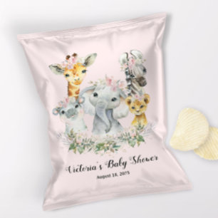 Blush Pink Safari Baby Shower Chip Bag Wrapper