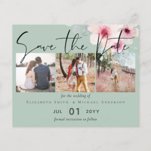 Blush Pink Sage Floral Wedding Save the Dates