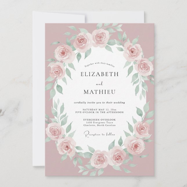 Blush Pink Sage Foliage Eucalyptus Wedding Invitation (Front)
