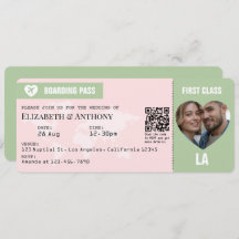 Blush Pink & Sage Green Boarding Pass Wedding