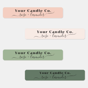 Blush Pink Sage Green Skinny Minimal Candle Label