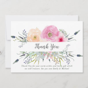 Blush Pink Sage Thank You Card Boho Herbs