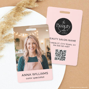 Blush Pink Salon Photo Name ID Badge