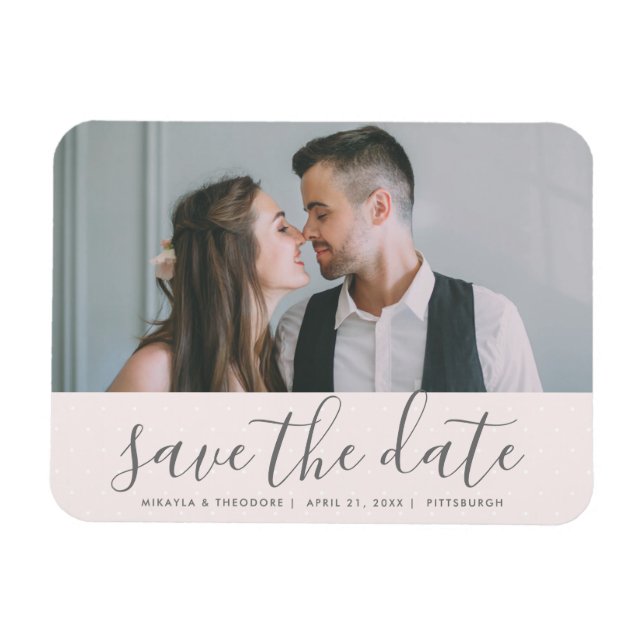 Blush Pink Save the Date Wedding Photo Magnet (Horizontal)