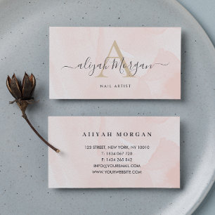 Blush Pink Script Calligraphy Minimalist Monogram  Business Card