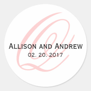 Blush Pink Script Initial Q Monogram Wedding Classic Round Sticker