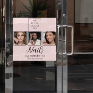 Blush Pink Script Logo 3 Photo Nail Salon