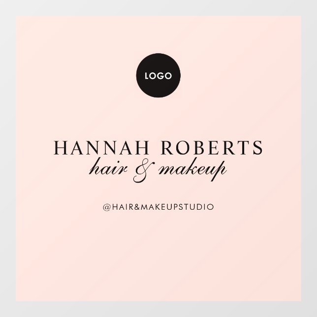 Blush Pink Script Logo Hair Makeup Studio (Sheet)