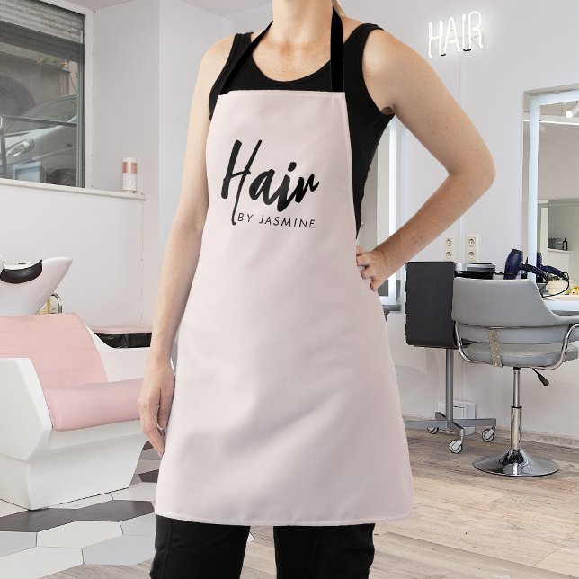 Blush Pink Script Logo Hair Salon Staff Apron (Creator Uploaded)