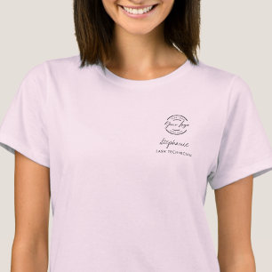 Blush Pink Script Logo Lashes Staff T-Shirt
