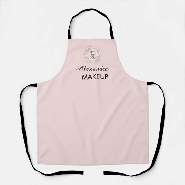 Blush Pink Script Logo Makeup Staff Apron (Front)