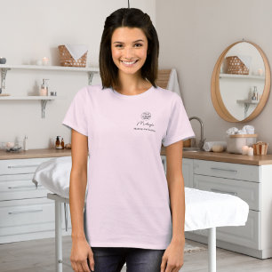 Blush Pink Script Logo Makeup Staff T-Shirt
