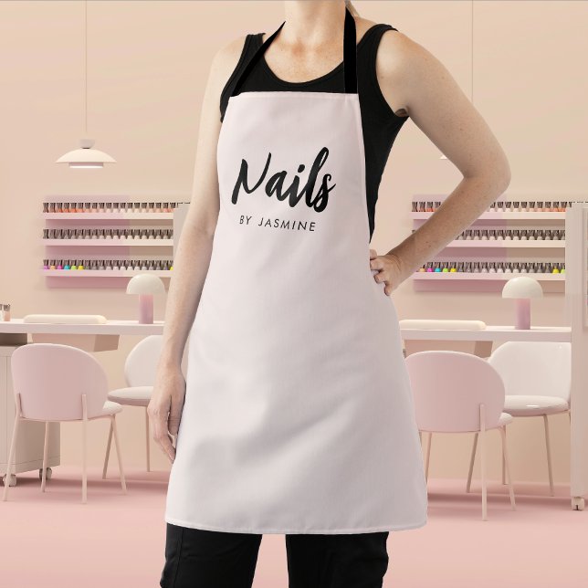 Blush Pink Script Logo Nail Salon Staff Apron (Creator Uploaded)