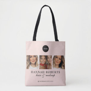 Blush Pink Script Logo Photo Hair Makeup Studio Tote Bag