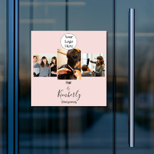 Blush Pink Script Logo Photo Hair Salon