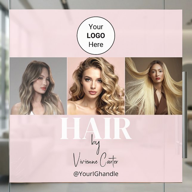 Blush Pink Script Logo Photo Hair Studio (Blush Pink Script Logo Photo Hair Studio Window Cling)