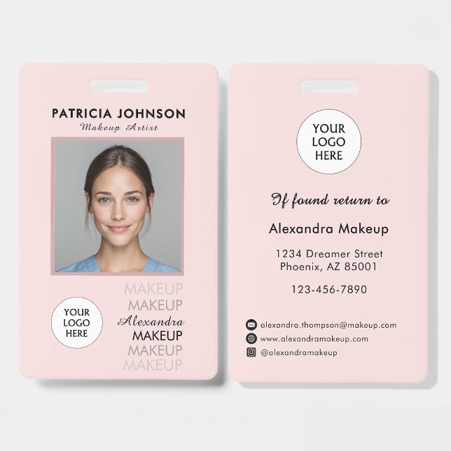 Blush Pink Script Logo Photo ID Badge (Creator Uploaded)