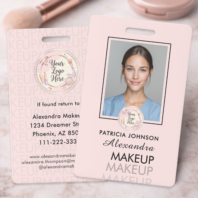 Blush Pink Script Logo Photo ID Badge (Creator Uploaded)