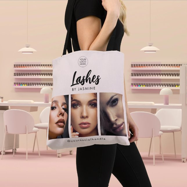 Blush Pink Script Logo Photo Lash Artist  Tote Bag (Creator Uploaded)