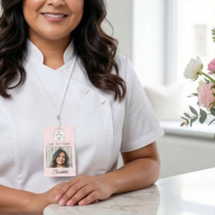 Blush Pink Script Logo Photo Lash ID Badge