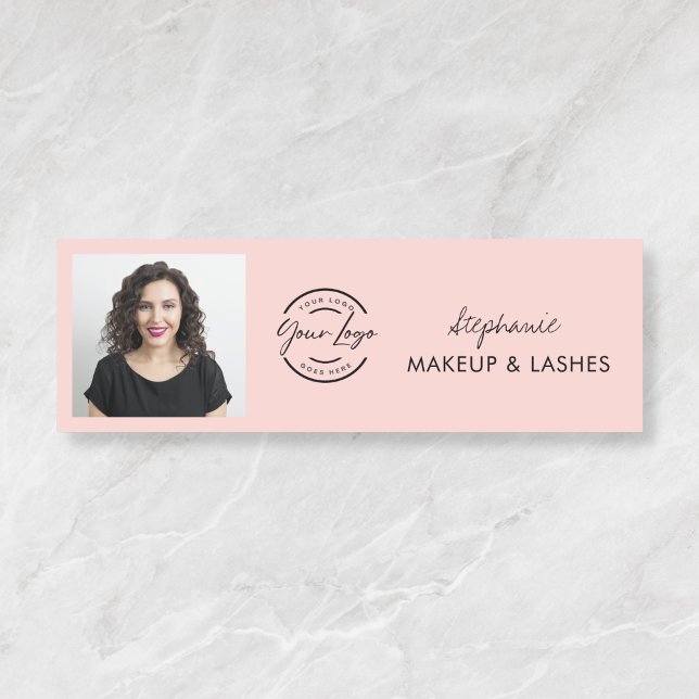 Blush Pink Script Logo Photo Lashes Name Tag (Creator Uploaded)