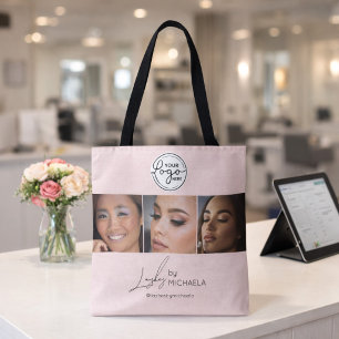 Blush Pink Script Logo Photo Lashes Studio  Tote Bag