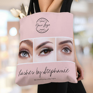 Blush Pink Script Logo Photo Lashes Studio Tote Bag