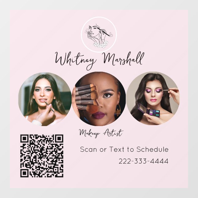 Blush Pink Script Logo Photo Makeup Artist (Sheet)