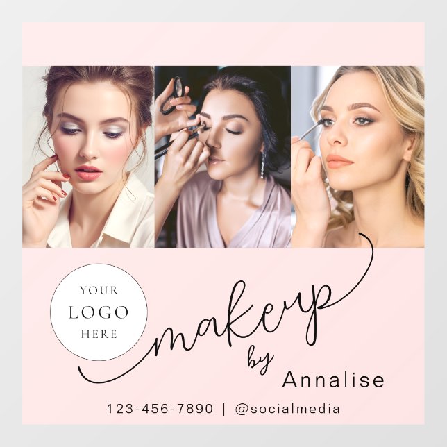 Blush Pink Script Logo Photo Makeup Studio (Sheet)