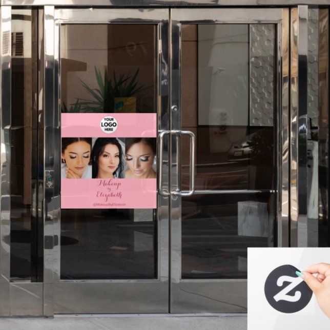 Blush Pink Script Logo Photo Makeup Studio (Office Door)