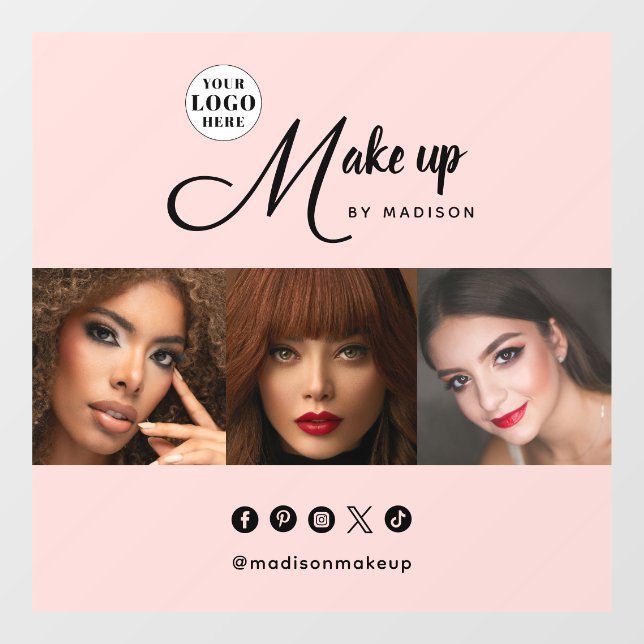 Blush Pink Script Logo Photo Makeup Studio (Sheet)