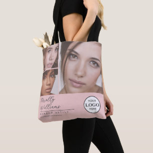 Blush Pink Script Logo Photo Makeup Studio Tote Bag