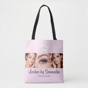 Blush Pink Script Logo Photo Makeup Studio Tote Bag