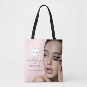 Blush Pink Script Logo Photo Makeup Studio Tote Bag