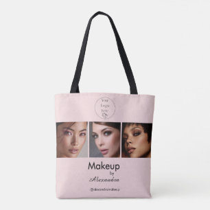 Blush Pink Script Logo Photo Makeup Studio Tote Bag