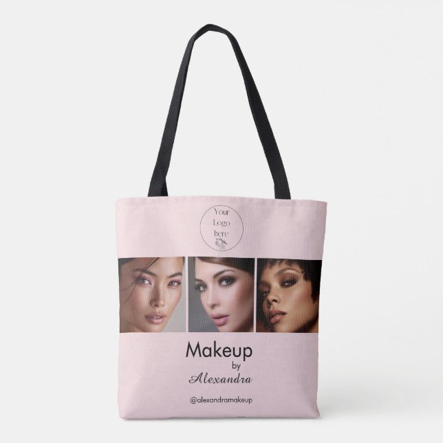 Blush Pink Script Logo Photo Makeup Studio Tote Bag (Back)