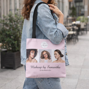 Blush Pink Script Logo Photo Makeup Studio Tote Bag