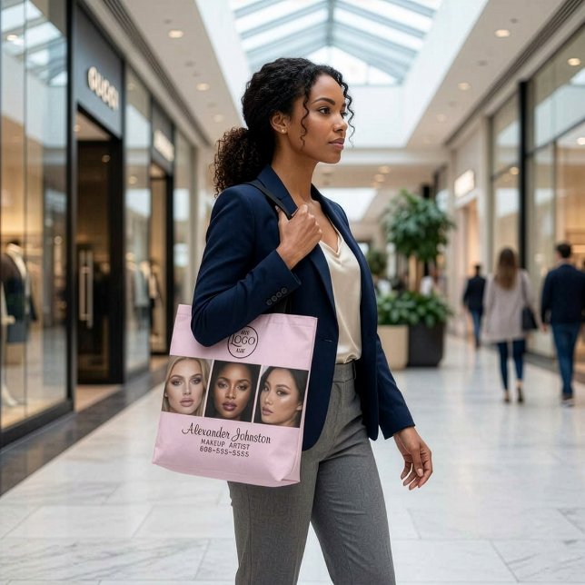 Blush Pink Script Logo Photo Makeup Studio Tote Bag (Blush Pink Script Logo Photo Makup Studio Tote Bag)
