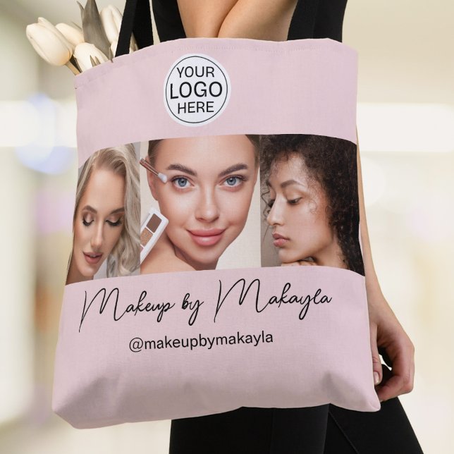 Blush Pink Script Logo Photo Makeup Studio Tote Bag (Creator Uploaded)