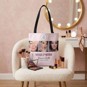 Blush Pink Script Logo Photo Makeup Studio Tote Bag