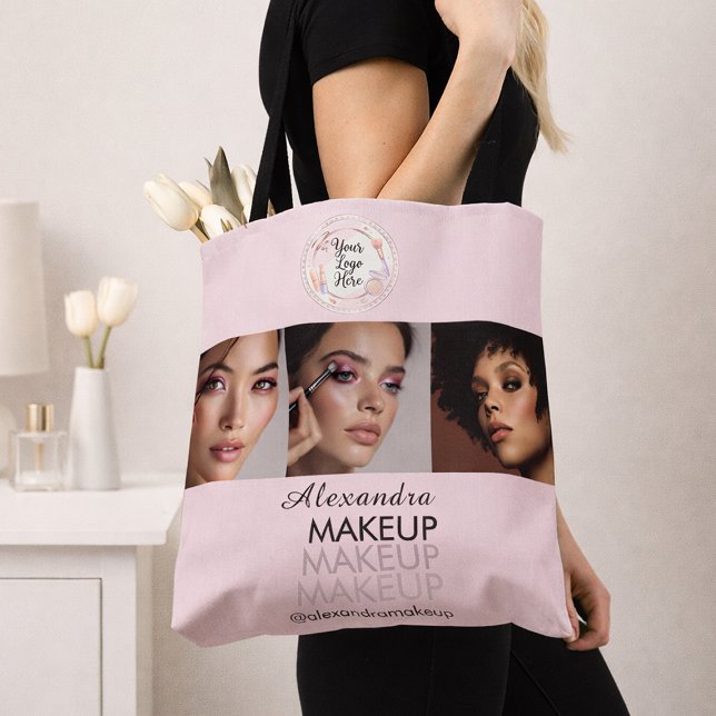 Blush Pink Script Logo Photo Makeup Studio Tote Bag (Creator Uploaded)