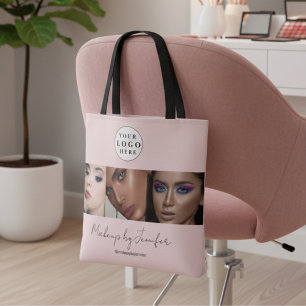 Blush Pink Script Logo Photo Makeup Studio Tote Bag
